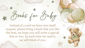 604 Green Balloon Bear Baby Shower Books for Baby: 604 Green Balloon Bear Baby Shower Invitation Set