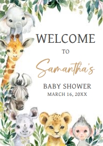 601 Greenery Wild One Safari Baby Shower Welcome Sign A3: 601 Greenery Wild One Safari Baby Shower Welcome Sign