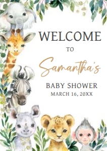 601 Greenery Wild One Safari Baby Shower Welcome Sign A4: 601 Greenery Wild One Safari Baby Shower Welcome Sign