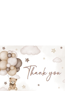 605 Brown Bear Balloon Baby Shower Thank You Card: 605 Brown Bear Balloon Baby Shower Invitation Set