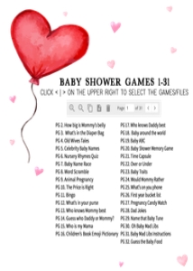 597 Heart Balloon Baby Shower Games Bundle 1: 597 Heart Balloon Baby Shower Games