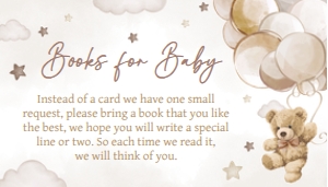 606 Brown Balloon Bear Baby Shower Books for Baby: 606 Brown Balloon Bear Baby Shower Invitation Set