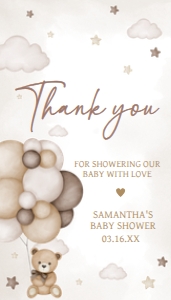 605 Brown Bear Balloon Baby Shower Favor Tag: 605 Brown Bear Balloon Baby Shower Favor Tag