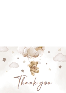 606 Brown Balloon Bear Baby Shower Thank You Card: 606 Brown Balloon Bear Baby Shower Invitation Set