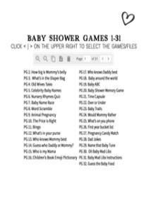 594 White Minimalist Heart Baby Shower Games design preview