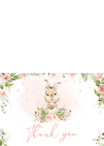 624 Pink Floral Bunny Baby Shower Thank You Card: 624 Pink Floral Bunny Baby Shower Invitation Set