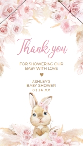 609 Boho Bunny Baby Shower Favor Tag with Line: 609 Boho Bunny Baby Shower Favor Tag