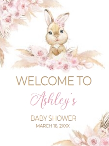 609 Boho Bunny Baby Shower Welcome Sign 18X24: 609 Boho Bunny Baby Shower Mega Bundle