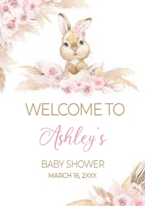 609 Boho Bunny Baby Shower Welcome Sign A4: 609 Boho Bunny Baby Shower Mega Bundle