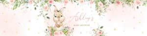 624 Pink Floral Bunny Baby Shower Bottle Label design preview