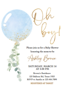 610 Oh Boy Balloon Baby Shower Invitation: 610 Oh Boy Balloon Baby Shower Invitation Set