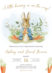625 Blue Peter Rabbit Baby Shower Invitation: 625 Blue Peter Rabbit Baby Shower Invitation