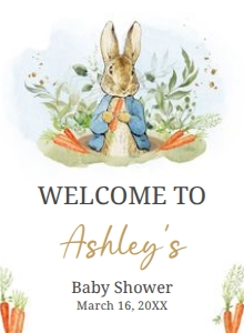 625 Blue Peter Rabbit Baby Shower Welcome Sign 11x15: 625 Blue Peter Rabbit Baby Shower Welcome Sign