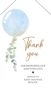 610 Oh Boy Balloon Baby Shower Favor Tag with Line: 610 Oh Boy Balloon Baby Shower Favor Tag