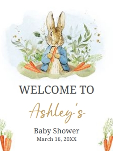 625 Blue Peter Rabbit Baby Shower Welcome Sign 18x24: 625 Blue Peter Rabbit Baby Shower Welcome Sign