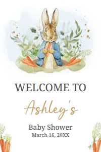 625 Blue Peter Rabbit Baby Shower Welcome Sign 20x30: 625 Blue Peter Rabbit Baby Shower Welcome Sign