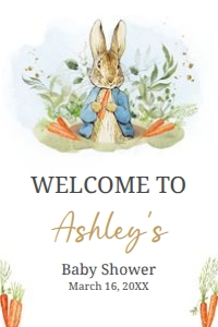 625 Blue Peter Rabbit Baby Shower Welcome Sign 24x36: 625 Blue Peter Rabbit Baby Shower Welcome Sign