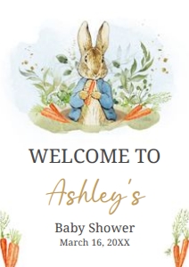 625 Blue Peter Rabbit Baby Shower Welcome Sign A2: 625 Blue Peter Rabbit Baby Shower Welcome Sign