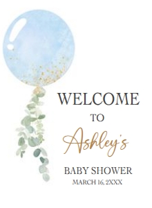 610 Oh Boy Balloon Baby Shower Welcome Sign 11x15: 610 Oh Boy Balloon Baby Shower Welcome Sign