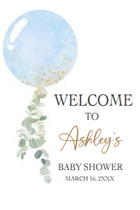 610 Oh Boy Balloon Baby Shower Welcome Sign 20x30: 610 Oh Boy Balloon Baby Shower Welcome Sign