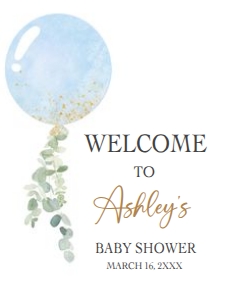 610 Oh Boy Balloon Baby Shower Welcome Sign 18x24: 610 Oh Boy Balloon Baby Shower Welcome Sign