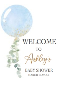 610 Oh Boy Balloon Baby Shower Welcome Sign 24x36: 610 Oh Boy Balloon Baby Shower Welcome Sign
