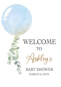 610 Oh Boy Balloon Baby Shower Welcome Sign A3: 610 Oh Boy Balloon Baby Shower Welcome Sign