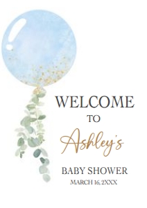 610 Oh Boy Balloon Baby Shower Welcome Sign A4: 610 Oh Boy Balloon Baby Shower Welcome Sign