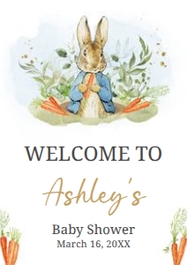 625 Blue Peter Rabbit Welcome Sign A3: 625 Blue Peter Rabbit Baby Shower Welcome Sign
