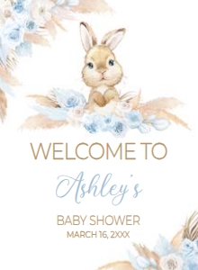 611 Blue Boho Bunny Baby Shower Welcome Sign design preview