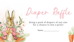 626 Pink Peter Rabbit Baby Shower Diaper Raffle: 626 Pink Peter Rabbit Baby Shower Invitation Set