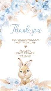 611 Blue Boho Bunny Baby Shower Favor Tag: 611 Blue Boho Bunny Baby Shower Favor Tag