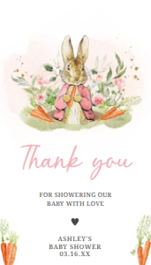 626 Pink Peter Rabbit Baby Shower Favor Tag: 626 Pink Peter Rabbit Baby Shower Favor Tag