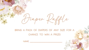 612 Baby in Bloom Florals Baby Shower Diaper Raffle: 612 Baby in Bloom Florals Baby Shower Invitation Set
