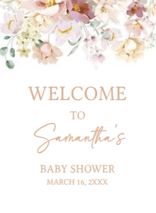 612 Baby in Bloom Florals Baby Shower Welcome Sign 11x15: 612 Baby in Bloom Florals Baby Shower Welcome Sign