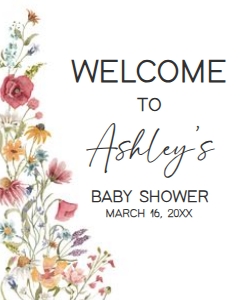 627 Spring Baby in Bloom Baby Shower Welcome Sign 16x20: 627 Spring Baby in Bloom Baby Shower Welcome Sign