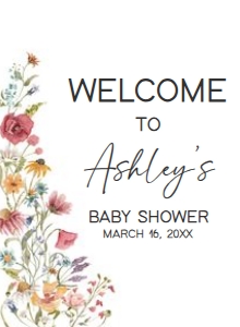 627 Spring Baby in Bloom Baby Shower Welcome Sign 11x15: 627 Spring Baby in Bloom Baby Shower Welcome Sign