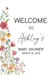 627 Spring Baby in Bloom Baby Shower Welcome Sign 24x36: 627 Spring Baby in Bloom Baby Shower Welcome Sign