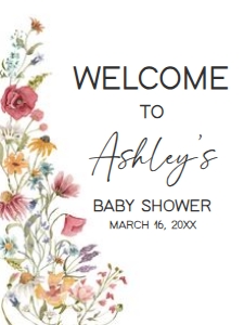 627 Spring Baby in Bloom Baby Shower Welcome Sign 18x24: 627 Spring Baby in Bloom Baby Shower Welcome Sign