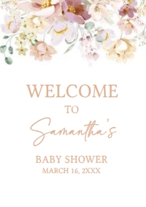 612 Baby in Bloom Florals Baby Shower Welcome Sign A4: 612 Baby in Bloom Florals Baby Shower Welcome Sign