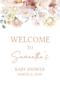 612 Baby in Bloom Florals Baby Shower Welcome Sign 20x30: 612 Baby in Bloom Florals Baby Shower Welcome Sign