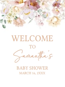 612 Baby in Bloom Florals Baby Shower Welcome Sign 18x24: 612 Baby in Bloom Florals Baby Shower Welcome Sign