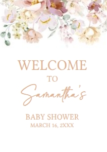 612 Baby in Bloom Florals Baby Shower Welcome Sign A3: 612 Baby in Bloom Florals Baby Shower Welcome Sign