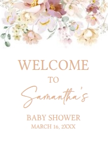 612 Baby in Bloom Florals Baby Shower Welcome Sign A2: 612 Baby in Bloom Florals Baby Shower Welcome Sign