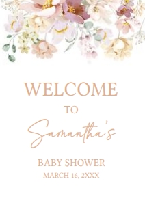 612 Baby in Bloom Florals Baby Shower Welcome Sign A1: 612 Baby in Bloom Florals Baby Shower Welcome Sign