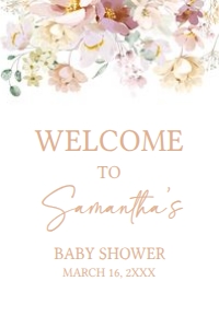 612 Baby in Bloom Florals Baby Shower Welcome Sign 24x36: 612 Baby in Bloom Florals Baby Shower Welcome Sign