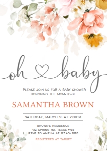628 Spring Florals Oh Baby Baby Shower Invitation: 628 Spring Florals Oh Baby Baby Shower Invitation