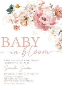 614 Spring Flowers Baby in Bloom Baby Shower Invitation: 614 Spring Flowers Baby in Bloom Baby Shower Invitation Set