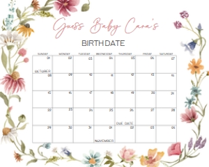 630 Wildflower Baby Shower Calendar 10x8: 630 Wildflower Baby Shower Mega Bundle