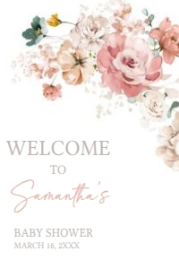 614 Spring Flowers Baby in Bloom Baby Shower Welcome Sign 20x30: 614 Spring Flowers Baby in Bloom Baby Shower Welcome Sign
